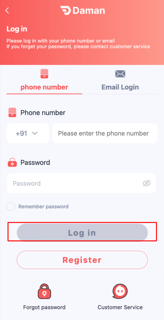 click on login button